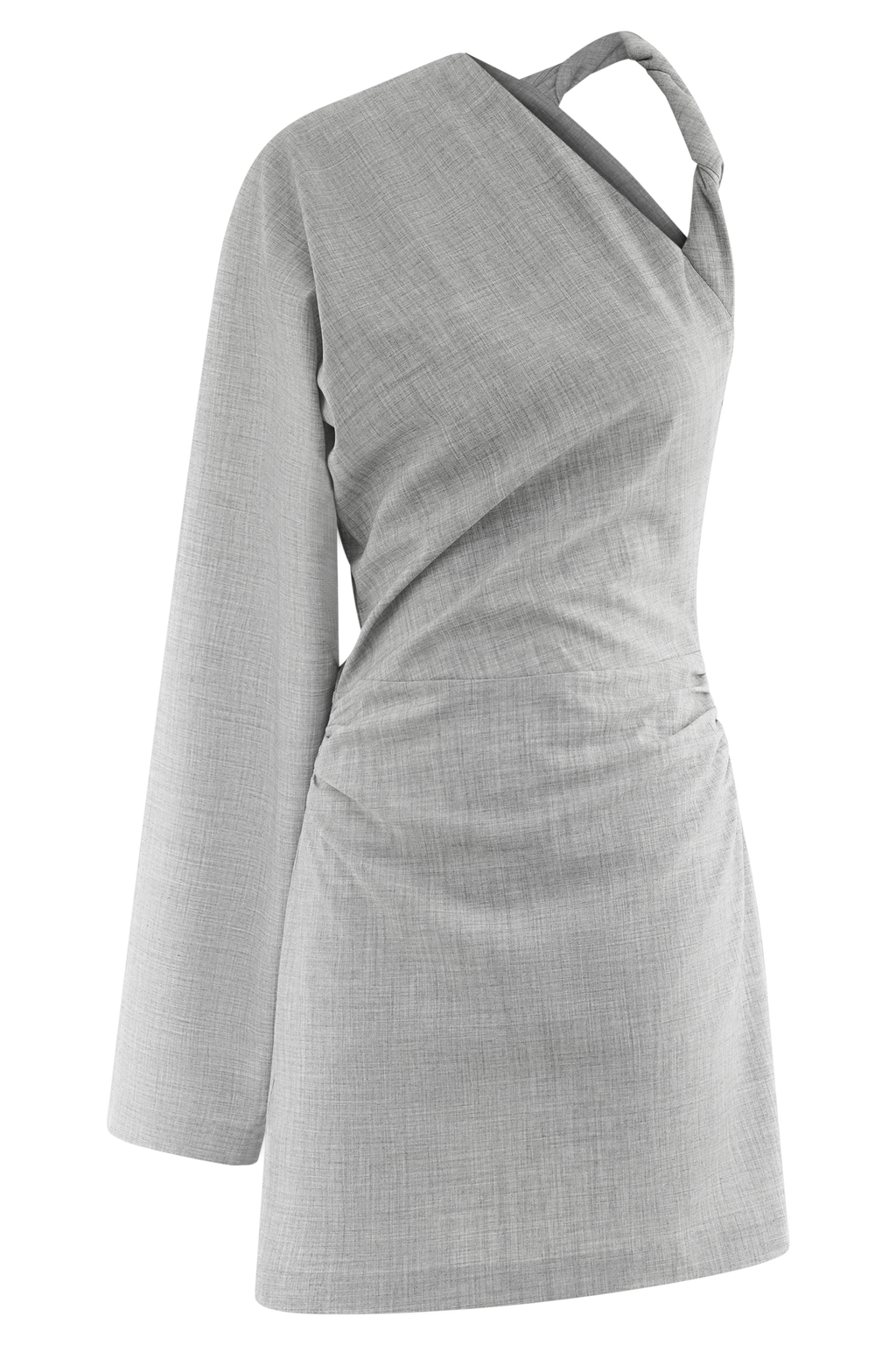 Dorian Twist Shoulder Mini Dress - Charcoal Marle