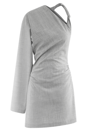 Dorian Twist Shoulder Mini Dress - Charcoal Marle