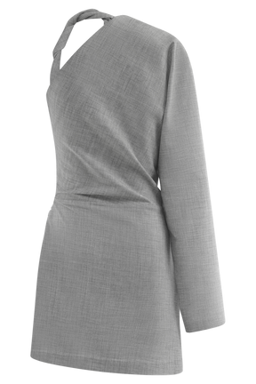 Dorian Twist Shoulder Mini Dress - Charcoal Marle