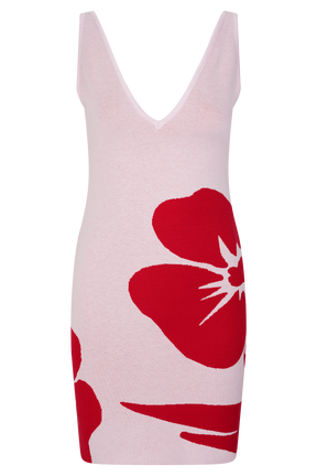 Dorothy Knit Print Mini Dress - Red Deco Fleur Print