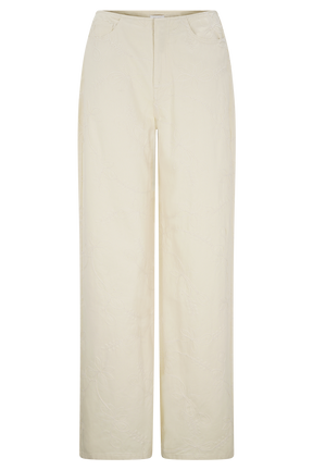 Ebony Embroidered Denim Jeans - Cream