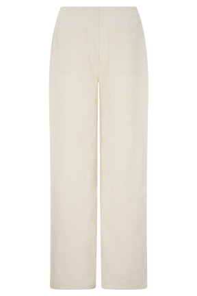 Ebony Embroidered Denim Jeans - Cream