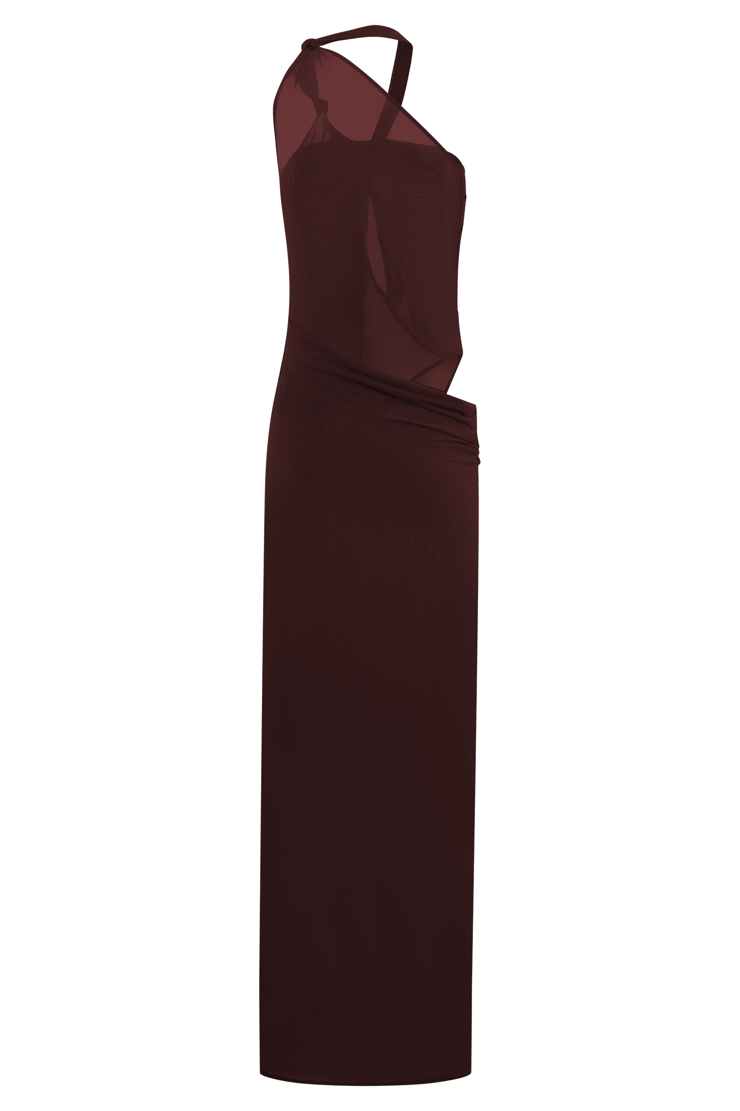 Edwina Knotted Mesh Maxi Dress - Mahogany