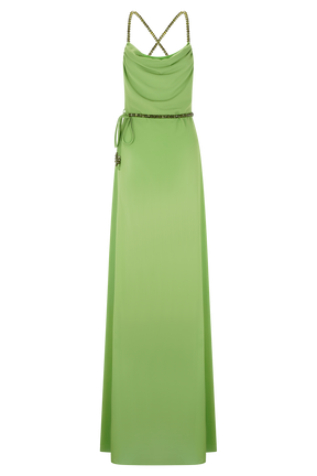 Elaine Chiffon Beaded Maxi Dress - Green