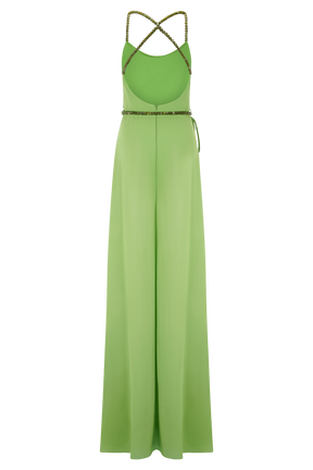 Elaine Chiffon Beaded Maxi Dress - Green