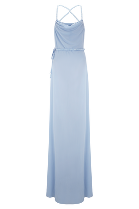 Elaine Chiffon Beaded Maxi Dress - Sky Blue