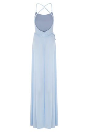 Elaine Chiffon Beaded Maxi Dress - Sky Blue