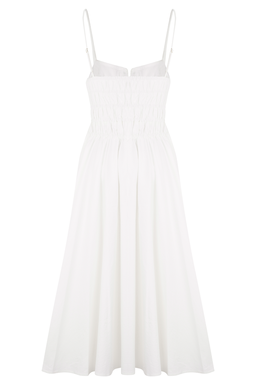 Elias Shirred Cotton Midi Dress - White