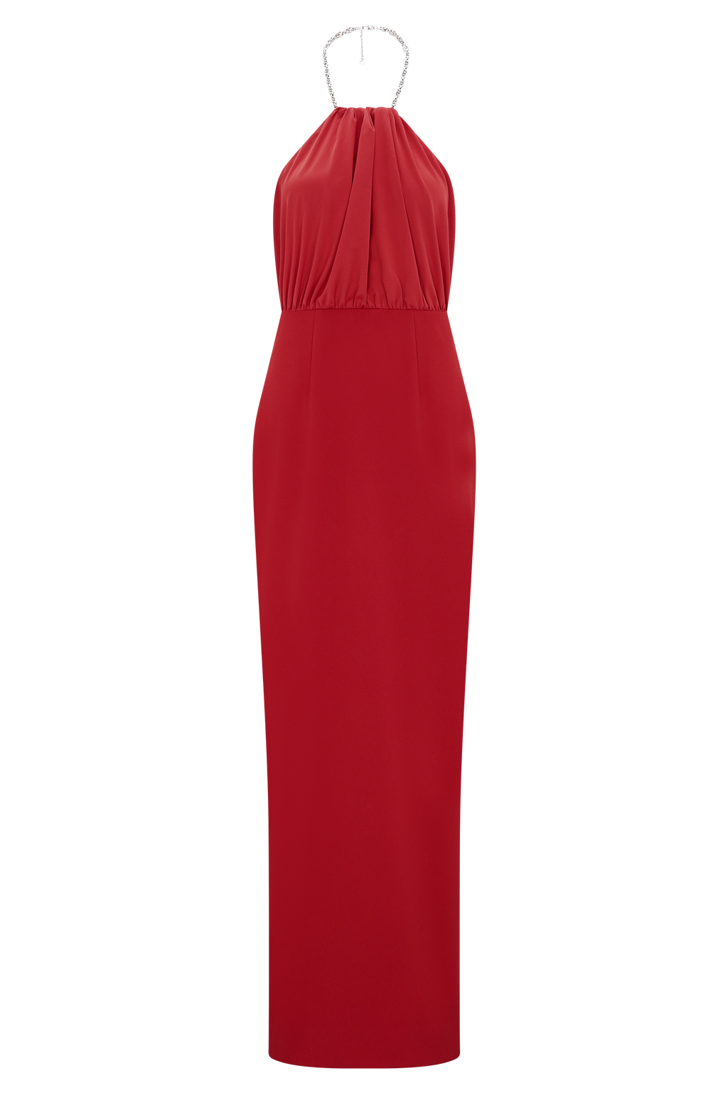 Elina Satin Necklace Maxi Dress - Red