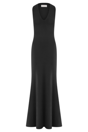 Elke Slinky V Neck Maxi Dress - Black