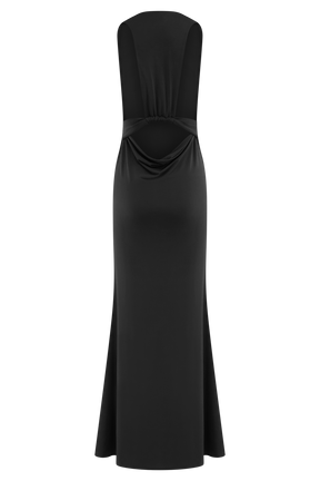 Elke Slinky V Neck Maxi Dress - Black