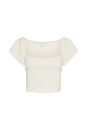 Ellis Cap Sleeve Longline Suiting Top - Ivory