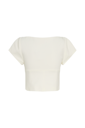 Ellis Cap Sleeve Longline Suiting Top - Ivory