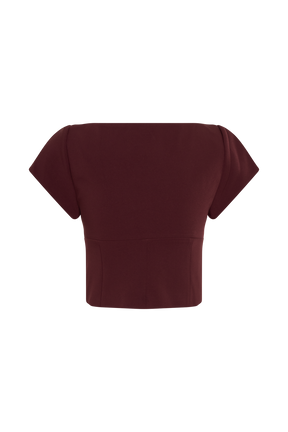 Ellis Cap Sleeve Longline Suiting Top - Mahogany