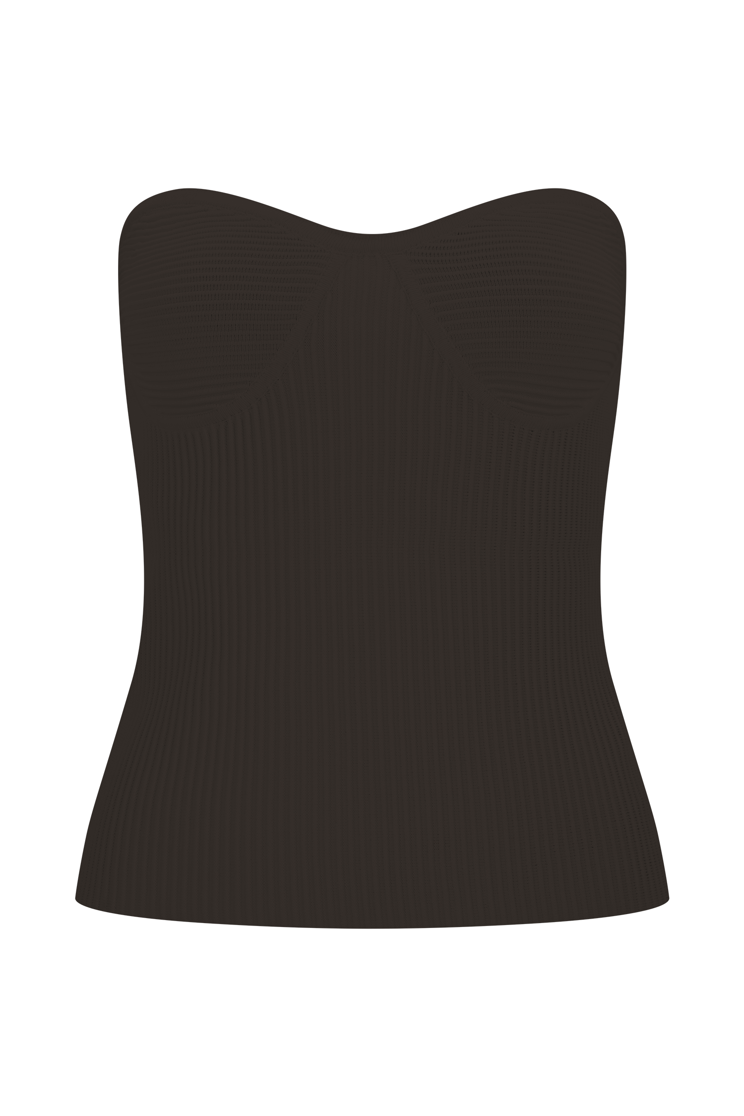 Elodie Strapless Cupped Knit Top - Chocolate