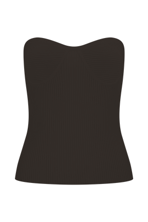 Elodie Strapless Cupped Knit Top - Chocolate