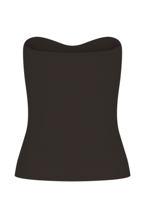 Elodie Strapless Cupped Knit Top - Chocolate