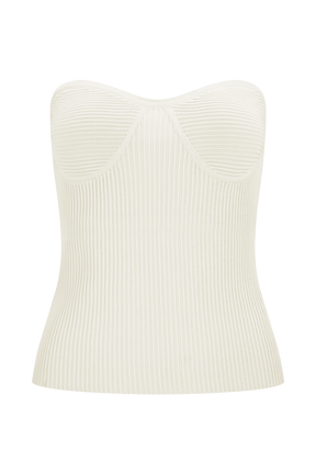 Elodie Strapless Cupped Knit Top - Ivory