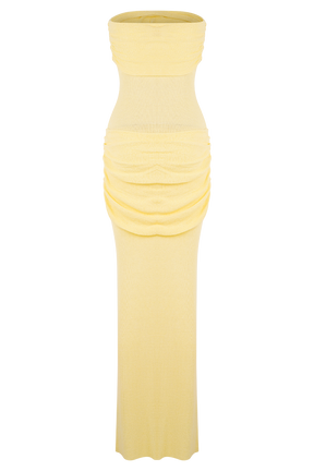 Elora Strapless Knit Maxi Dress - Lemon