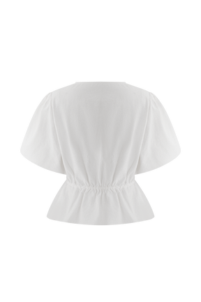 Emilie Puff Sleeve Cotton Top - White
