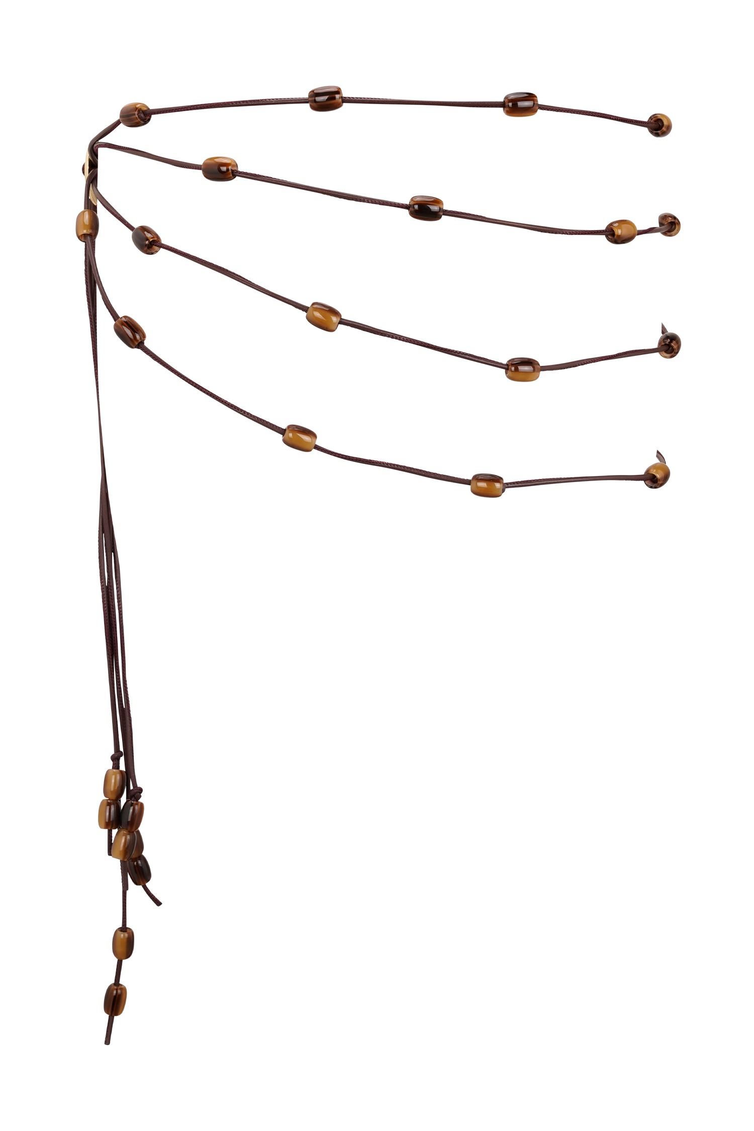 Enid Faux Leather Beaded Belt - Chocolate