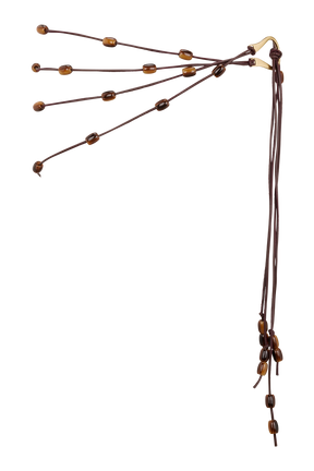 Enid Faux Leather Beaded Belt - Chocolate