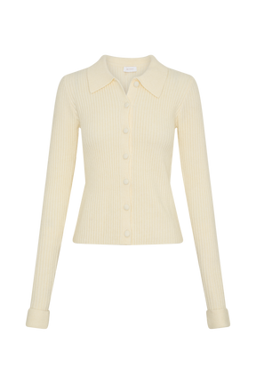 Erin Long Sleeve Button Cardigan - Ivory Marle