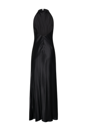 Esther Iridescent Satin Cowl Maxi Dress - Black