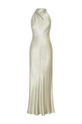 Esther Iridescent Satin Cowl Maxi Dress - Sage