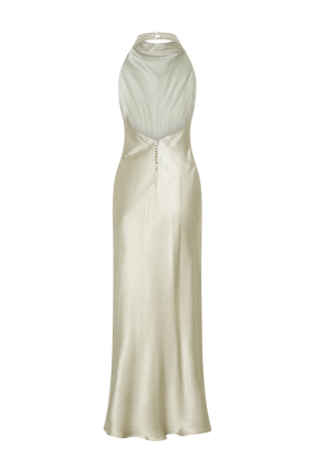 Esther Iridescent Satin Cowl Maxi Dress - Sage