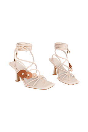 Ezekiel Strappy Sandal Heel - Ivory