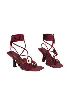 Ezekiel Strappy Sandal Heel - Wine