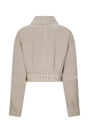 Fallon Cropped Denim Jacket - Stone Wash