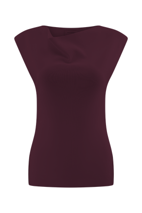 Francisca Cowl Neck Knit Top - Merlot