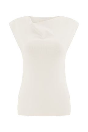 Francisca Cowl Neck Knit Top - White