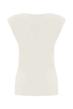Francisca Cowl Neck Knit Top - White