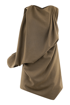 Gabriella Draped Mini Dress - Light Brown Marle
