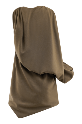 Gabriella Draped Mini Dress - Light Brown Marle