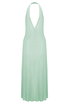 Genie Diamante Halter Midi Dress - Mint