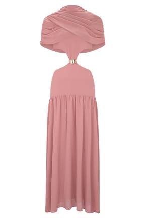 Georgina Chiffon Midi Dress - Burnt Rose