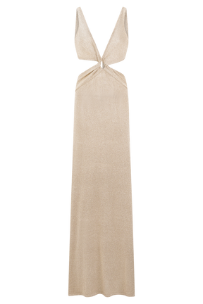 Gracelyn Twisted Metallic Knit Maxi Dress - Gold