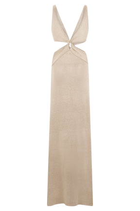 Gracelyn Twisted Metallic Knit Maxi Dress - Gold
