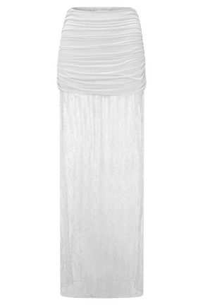 Guinevere Lace And Mesh Maxi Skirt - Ivory