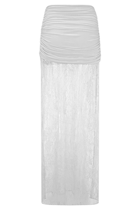 Guinevere Lace And Mesh Maxi Skirt - Ivory