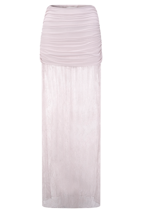 Guinevere Lace And Mesh Maxi Skirt - Lilac