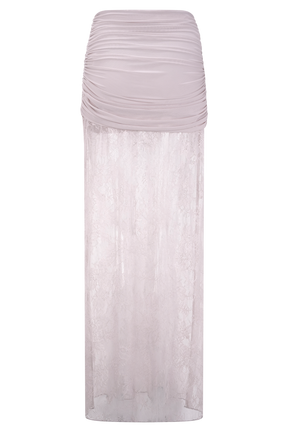 Guinevere Lace And Mesh Maxi Skirt - Lilac