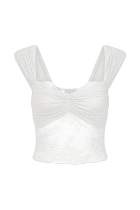 Guinevere Lace And Mesh Top - Ivory