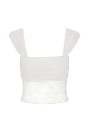 Guinevere Lace And Mesh Top - Ivory