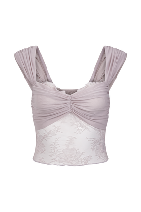 Guinevere Lace And Mesh Top - Lilac