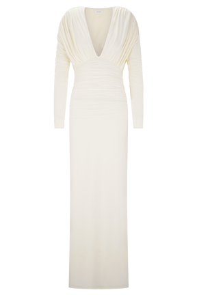 Hayden Long Sleeve Plunge Maxi Dress - Ivory